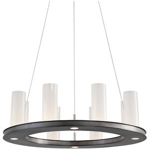 Carlyle LED 23 inch Classic Silver Chandelier Ceiling Light in 3000K LED, Frosted Seeded, Corona Ring